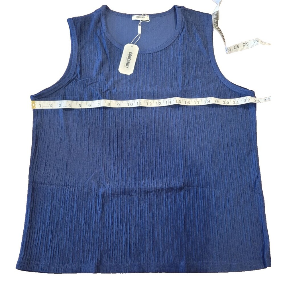 Blue Wide Strap Dressy Tank, Size L